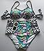 Sherry007 Women's Push Up Padding High Waisted Cut Out Printing Bikini Swimsuit,Blue,XXL(US 10-12)
