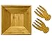 Bamboo Salad Bowl with Serving Hands; Large Eco-Friendly Bamboo Square Bowl with Matching Tosser/Server Claws; Stylish Design which Looks Great On Your Kitchen, By Falofy Kitchen