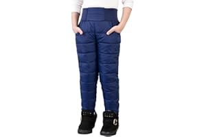 Weixinbuy Unisex Boys Girls Snowpants Solid High Waist Thick Winter Warm Jogger Pant Elastic Waistband Snow Pants
