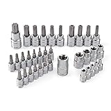 Socket Wrenches 35pc E-Socket Star Torx Bit Set Tamper Proof Internal External Female 1/4