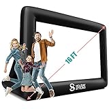 Outdoor Movie Projector Screen - Inflatable Portable Screens for Outside - 200 inch Diagonal (16ft) to Stand Tall - Front + Rear Projection - Package Inc Frame, Blower, Pegs, Free Popcorn Bags