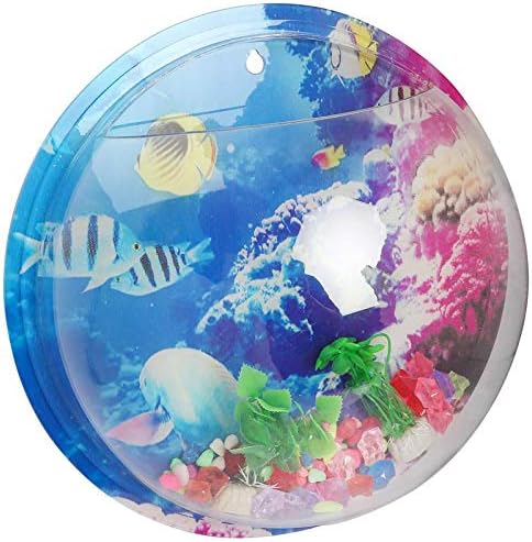 SRI Sri Ocean Background Acrylic Wall Aquarium with Stone and Fish Net for Fish and Plant, 1500 g