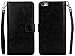 iPhone 5S/SE Wallet Case, HYSJY Magnetic Detachable PU Leather Wallet Purse for Women Men with Strap, Credit Card Slots, Card Holer,Flip Slim Cover Case Fit iPhone 5/5S/SE (Card-Black)