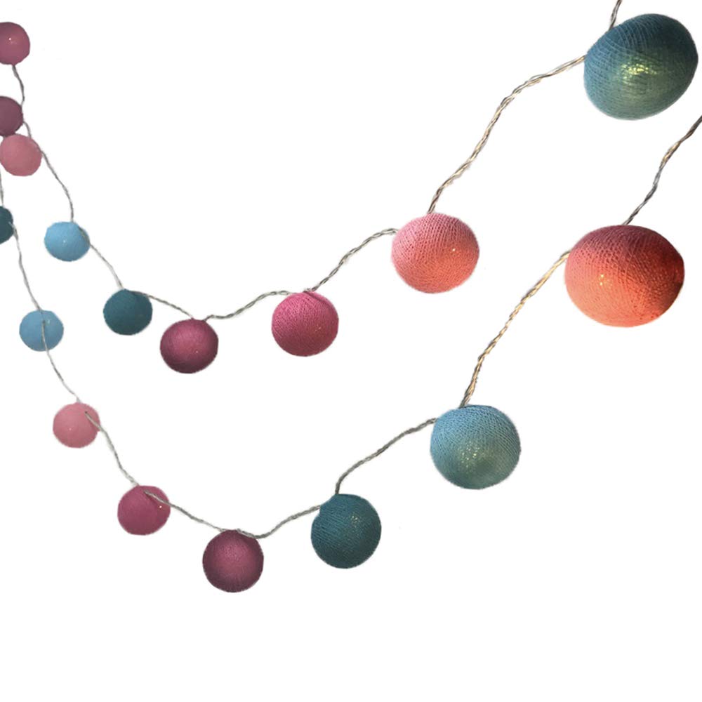 Blaze On Ambient Ball Fairy Lights (South Pacific) – 20 Warm White LED Lights – Hand–Spun Cotton Balls – USB Powered and Includes UK 3–Pin USB Adapter – Indoor Decorative String Lights