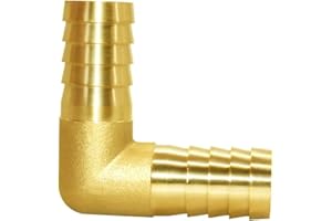 Joywayus 3/4" Hose ID/Hose Barb 90 Degree L Right Angle Elbow Union Brass Fitting Water/Fuel/Air