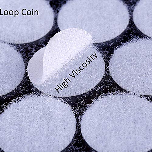 100 Pcs Hook Loop Fastener Dots Sticks Tape 1 inch Diameter Self-Adhesive Sticky Back Nylon Coins Waterproof for Classroom Office School Teachers Kids Hanging Picture Frames (White)