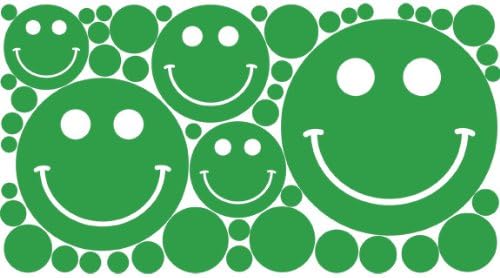 Polka Dots &amp; Smiley Face Removable Wall Stickers, Grass Green
