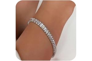 TDBSOQI 14K Gold Plated Cubic Zirconia Classic Tennis Bracelet for Women Trendy Dainty Gold Bracelets for Women Size 6.5-7.5 Inch