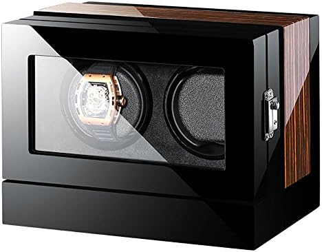 JIANBOX Wooden 2+0 Automatic Watch Winders Storage Box with LCD Touch Screen, Black