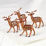 Factory Direct Craft Group of 12 Plastic Standing Brown Deer for Christmas Villages and Everyday Crafting (1 3/4 Inch)