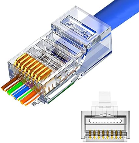 سعر RJ45 Pass-Through Connectors, (100 Pack) Cat6 RJ45 Connectors, For ...