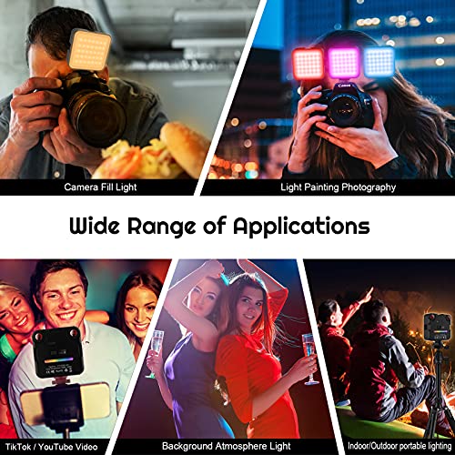 Weilisi Camera Light with Breathing Light Mode,2500mAh RGB Video Light with Action Camera Mount,Light for Camera with Hot Shoe Mount,Stepless Dimming,Powerful Magnetic,OLED Display