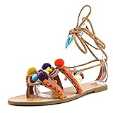 MIA Women's Reanna Pom-Pom Gladiator Flat Sandal
