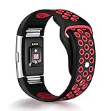 Band for Fitbit Charge 2 Heart Rate, Replacement Fitness Accessory Wristband (Z02-Black,Red, Large)