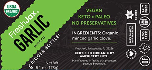 FreshJax Premium Organic Spices, Herbs, Seasonings, and Salts (Certified Organic Garlic Minced - Large Bottle) - Image 4