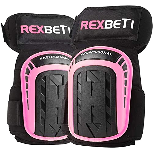 REXBETI Pink Knee Pads for Work, Construction Knee Pads for Men Women, Heavy Duty Comfortable