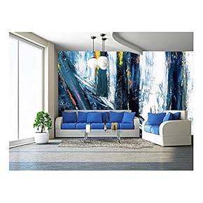 Very Large Scale Original Abstract Painting on Canvas - Removable Wall Mural | Self-Adhesive Large Wallpaper - 66x96 inches