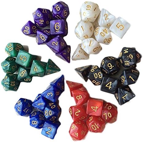 7pcs Set Dice TRPG Games Dungeons Dragons Acrylic Dice D4-D20 Multi-sided Dices 6 Colors (black)