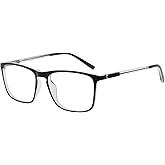 OCCI CHIARI Reading Glasses Men's Rectangle Reader Durable Spring Hinge (100, Black/Transparent