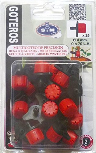 S&M s & m 0 H Feeder Adjustable from 0 to 70 L/H. – Blister 25 Pcs, Negro-Rojo