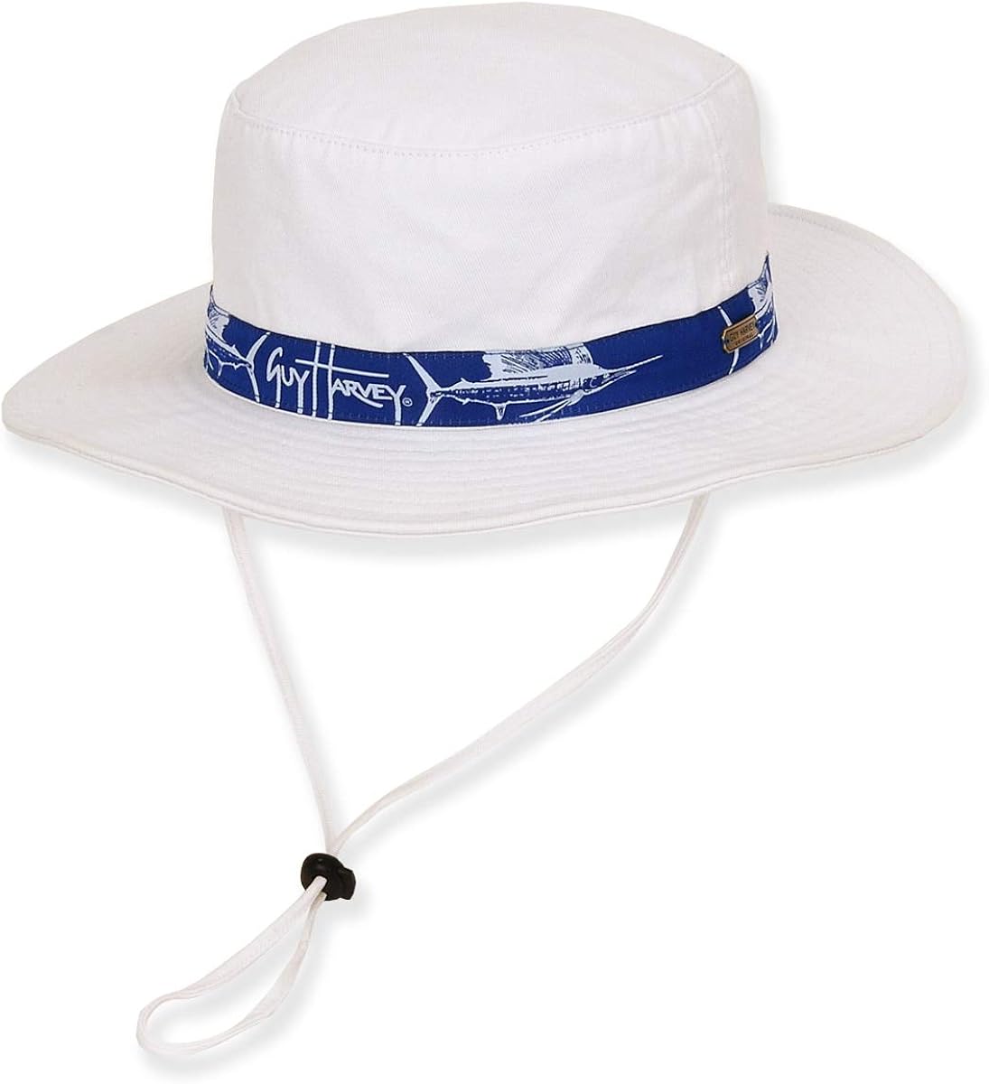 Guy Harvey Booney Hat w/Sailfish Embroidered Ribbon Trim White at