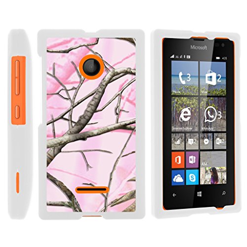 MINITURTLE Case Compatible w/ [Microsoft Lumia 435, Lumia 435 Case for girls][Snap Shell] Hard White Lightweight Plastic Case w/ Non Slip Matte Coating Cover Pink Hunter Camouflage