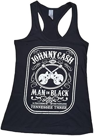 Johnny Cash Man in Black Tennessee Three Ladies Black Tank Top 2 - 2XL (L)