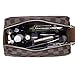 Luxury Checkered Cosmetic Bag Two-Zipper Make Up Bag PU Leather Toiletry Travel Bag for Women,Brown