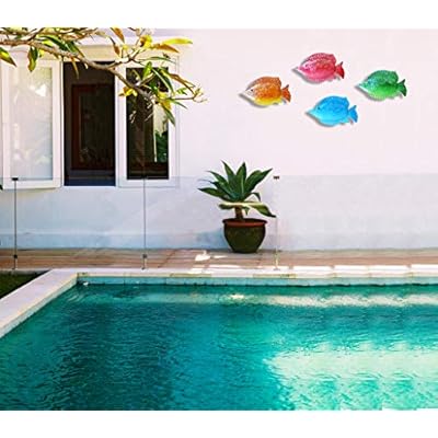 ShabbyDecor Coastal Ocean Sea Metal Fish Hanging Wall Art Decor for Living Room Bedroom Bathroom Guest Room Pool Wall… 51DV1D%2B7c9L