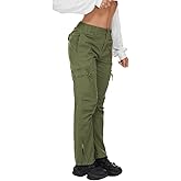 KOCTHOMY Cargo Hiking Pants for Women Tactical Baggy Pants Women's Casual Y2K with 6 Zipper Pockets No Belt W9922 ArmyGreen 8