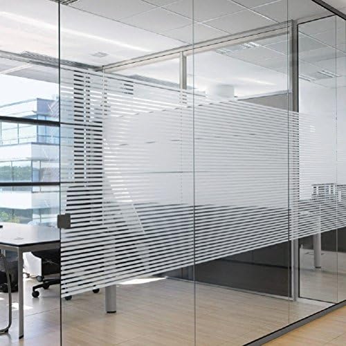 Viclover Static Cling Window Film Frosted Stripe Privacy Window Film For Home And Office (35.43 inches by 78.74 inches)
