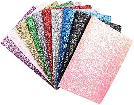 8.7” x 12”(22cm x 30cm) Glitter Fabric Sparkly Glitter Canvas Sheet For Patchwork Hair Bows Making Sewing DIY Crafts