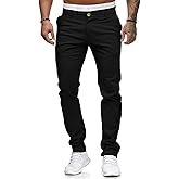 Mens Chinos Slim Fit Stretch Flat-Front Skinny Dress Pants