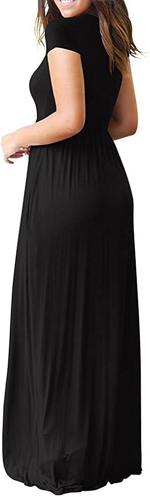 VIISHOW Women's Short Sleeve Empire Waist Maxi Dresses Long Dresses with Pockets at  Women’s Clothing store