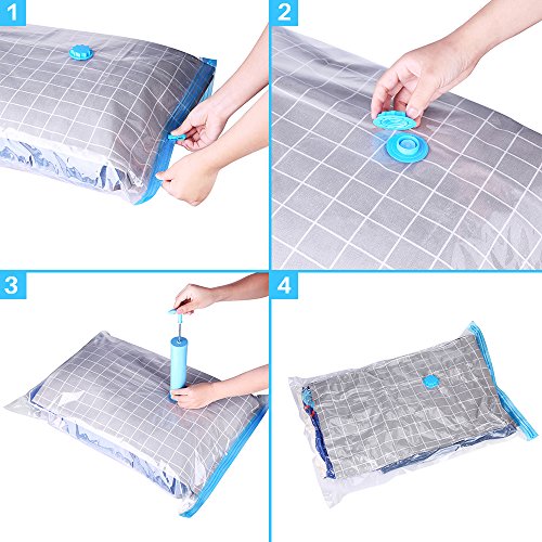 Vacuum Storage Saver Bags 4 Pack (1 x Small, 1 x Medium, 1 x Large, 1 x Jumbo) With Hand Pump Set - Thumbnail 5