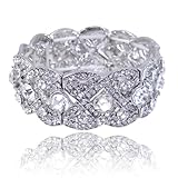 EVER FAITH Austrian Crystal Wedding Art Deco Elastic Stretch Bracelet Clear