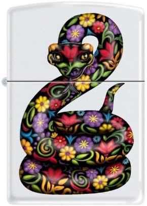 Zippo Lighter - Flower Snake White Matte