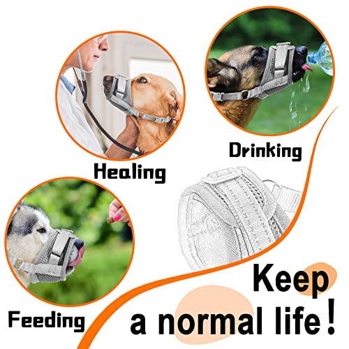 Dog Muzzle, Nylon Soft Dog Muzzle for Large Dogs, Breathable Mesh Dog