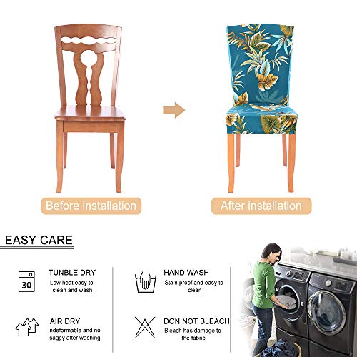 SearchI Dining Room Chair Covers Slipcovers Set of 6, Spandex Fabric Fit Stretch Removable Washable Short Parsons Kitchen Chair Covers Protector for Dining Room, Hotel, Ceremony - Thumbnail 6
