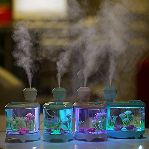 MIYA LTD Home Humidifier Purifier USB Fish Tank Aquarium Lighting Atomizer Changing Seven Colors Humidifier 460ml Water Supply Children's Room Bedroom Drawing Room