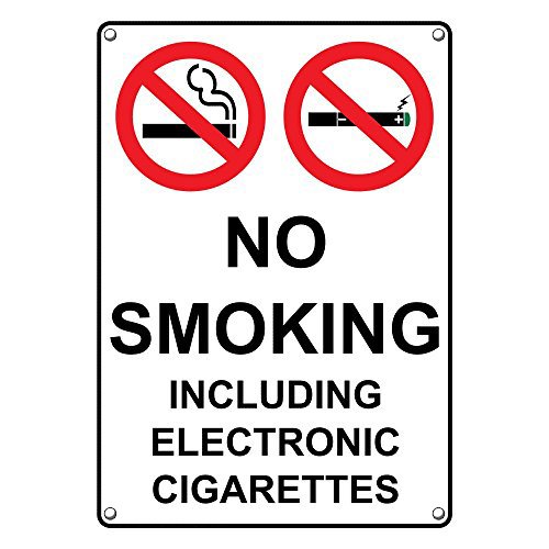 Weatherproof Plastic Vertical No Smoking Including Electronic Cigarettes Sign with English Text and Symbol - Thumbnail 2
