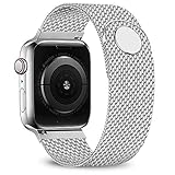 jwacct Compatible for Apple Watch Band 42mm 44mm, Adjustable Stainless Steel Mesh Wristband Sport Loop for iWatch Series 5 4 3 2 1,Silver
