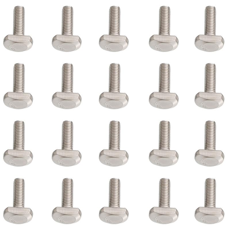20Pcs M6 T Bolt,Carbon Steel Screw Bolt,European Standard T-Slot 20mm