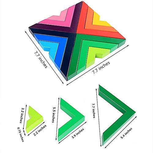 Ayeboovi Wooden Building Blocks for Preschool Children(Aged 3+), Shape & Color Recognition Geometric Chunky Wood Educational Toys for Kids to Learn Space and Balance Skills