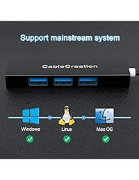 Hub de expansión USB 3.0 4 puertos, CableCreation 0,3 pies USB portátil Hub compatible MacBook, Windows, Mac OS, Linux, USB Flash Drives, Mobile HDD, Negro PVC