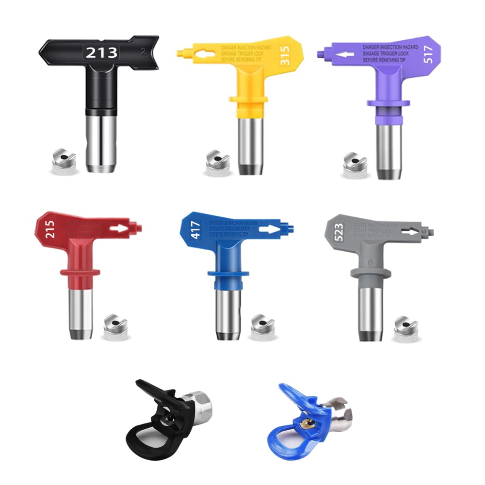 6-Piece Airless Paint Sprayer Nozzle Set – Reversible Blue Spray Tips With 2 Seats For Residential & Commercial Painting
