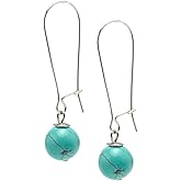 VN Jewelry Handmade Women's Natural Gemstone Sterling Silver Long Dangle Drop Earrings Ball Beaded Earrings for Girls