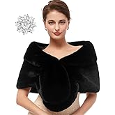 Sakytal Women's Wedding Faux Fur Shawl Bride Fur Wraps Evening Dresses Faux Stole for Bridal