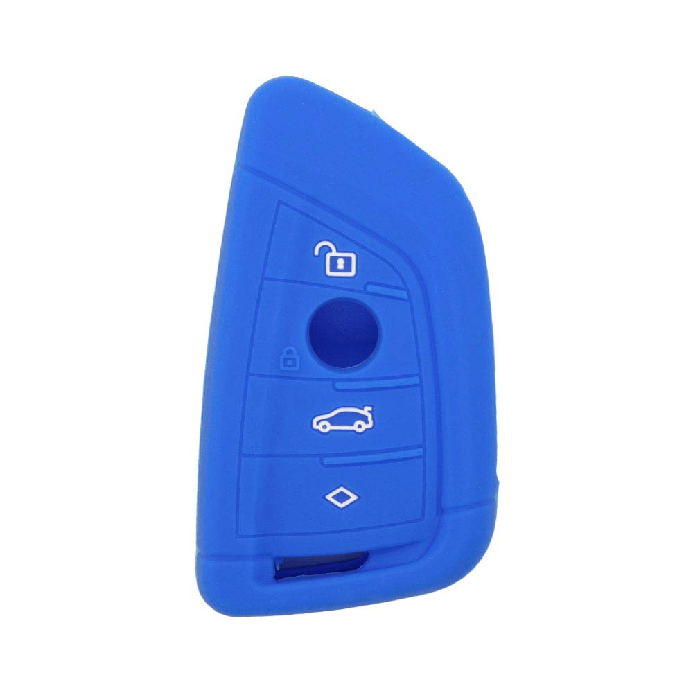 BROVACS Silicone Cover Protector Case Holder Skin Jacket Compatible with BMW X1 X3 X4 X5 X6 4 Button Smart Remote Key Fob CV4907 Deep Blue