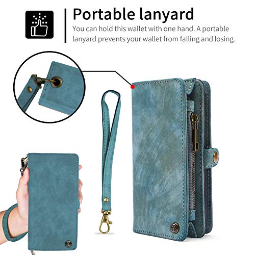 image for Simicoo OnePlus 7 Pro Leather Wallet Zipper Purse Detachable Card Slot